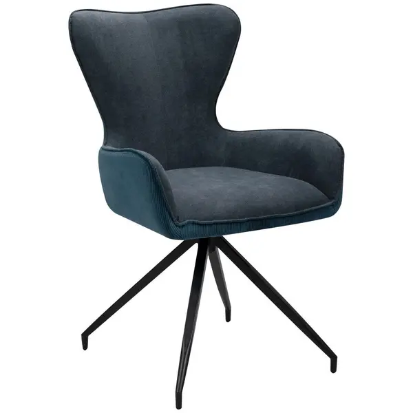 Scaun din textil, negru, albastru închis, gri închis