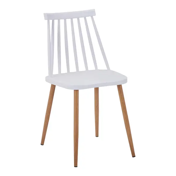 Scaun dining Aurora, Alb-Natural, polipropilena si metal, 42x50x77 cm