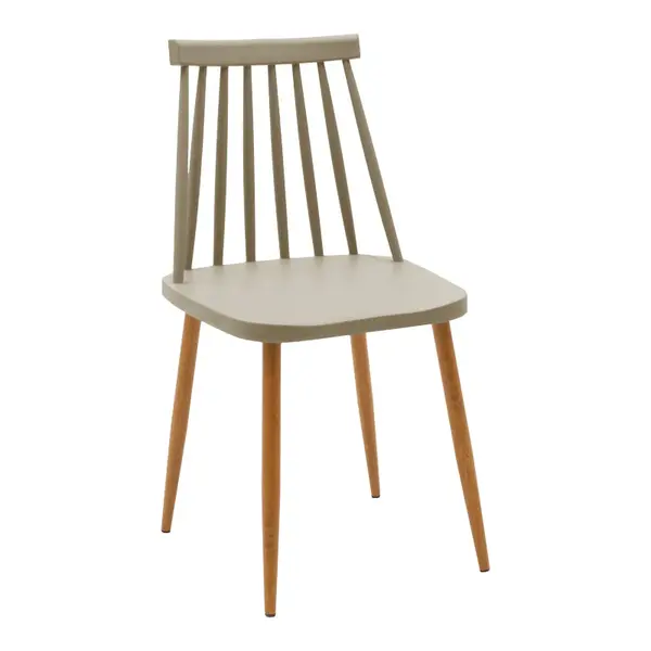 Scaun dining Aurora, Alb-Natural, polipropilena si metal, 42x50x77 cm