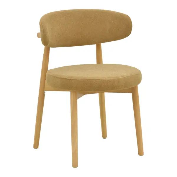 Scaun dining Luben din stofa si lemn de cauciuc, Maro-Natural, 53x54x79 cm