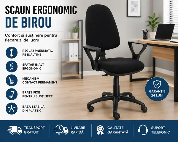 Scaun Ergonomic de Birou cu Brate si Spatar Inalt
