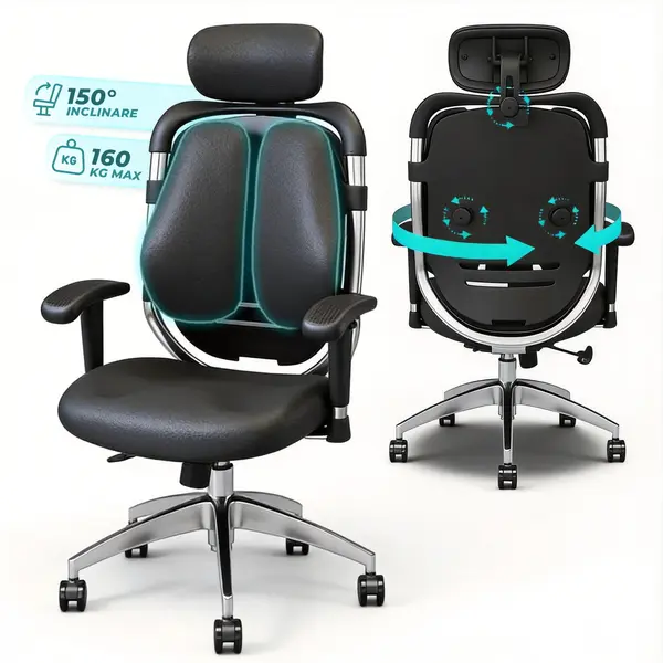 Scaun Ergonomic de Birou Timebox, Cotiere 3D, Tetiera Reglabila 3D, Negru - Default Title