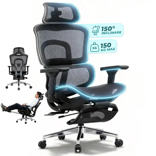Scaun ergonomic Timebox, Cotiere 4D, pana la 150 kg, 150°, Negru - Default Title