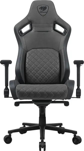 Scaun gaming COUGAR Defensor S Jet Gray F, Max 150 kg, 5 roti, Ajustabil, Perna lombara (Gri)