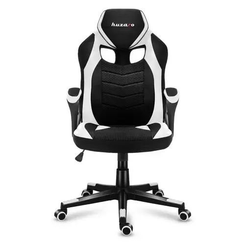 Scaun gaming Huzaro Force 2.5, max 130 kg, Plasa, Tehnologie SoftFlex (Alb/Negru)