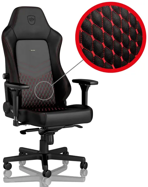 Scaun gaming noblechairs Hero - piele naturala, negru/rosu