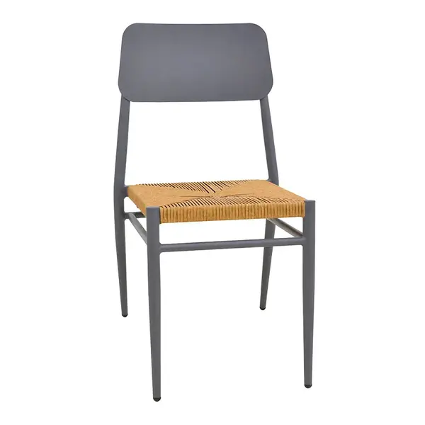 Scaun Giardino Pakoworld, stivuibil, aluminiu in antracit - cu ratan pe suprafata, nuanta naturala, 45x56x82cm Scaun Giardino Pakoworld, stivuibil, aluminiu în antracit - cu ratan pe suprafață, nuanță naturală, 45x56x82cm