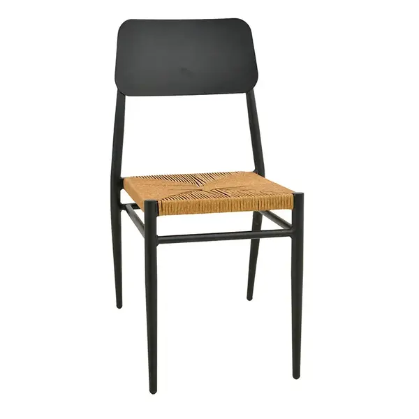 Scaun Giardino Pakoworld, stivuibil, aluminiu, negru - impletitura pe rattan, nuanta naturala, 45x56x82cm Scaun Giardino Pakoworld, stivuibil, aluminiu, negru - împletitură pe rattan, nuanță naturală, 45x56x82cm