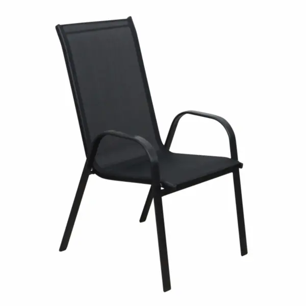 Scaun gradina stivuibil Aldera - gri inchis cu negru, mobilier outdoor