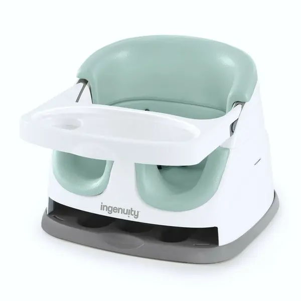 Scaun inaltator, Ingenuity, 2 in 1, Tavita pliabila, Utilizare atasat de scaun sau individual pe podea, Pana la 22 kg, Fara BPA, 6 luni+, Verde