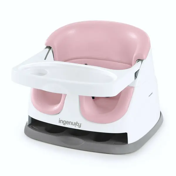 Scaun inaltator, Ingenuity, 2 in 1, Tavita pliabila, Utilizare atasat de scaun sau individual pe podea, Pana la 22 kg, Fara BPA, 6 luni+, Roz