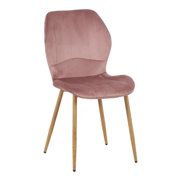 Scaun Jelour, Catifea, Picioare Metalice, Roz, 46x60x84 cm