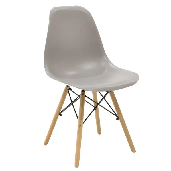Scaun Julita plastic gri - picior culoare lemn natural 46x50x82cm