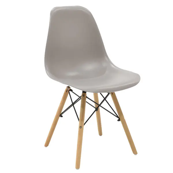 Scaun Julita plastic gri - picior culoare lemn natural 46x50x82cm