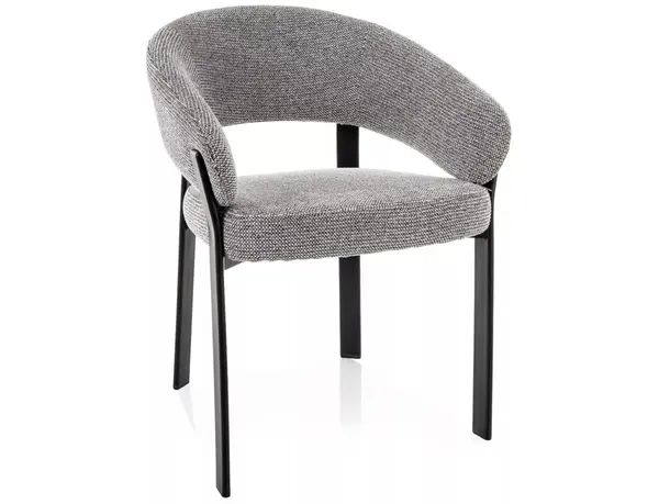 Scaun lemn tapitat Nagoja 254 gri/negru mat - H80 cm