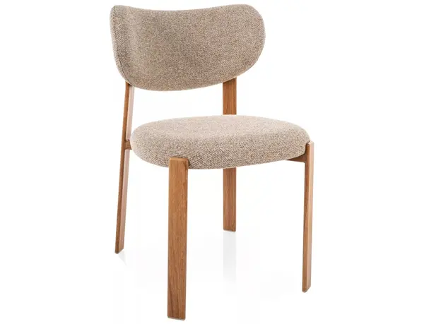 Scaun lemn tapitat Rin D 253 bej/stejar - H79 cm