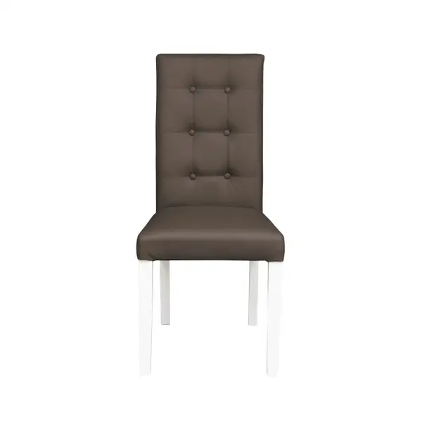 Scaun living TEO LUX, picioare lemn alb, piele ecologica gri elefant, 46x60x98 cm