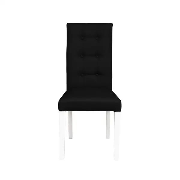 Scaun living TEO LUX, picioare lemn alb, piele ecologica negru, 46x60x98 cm