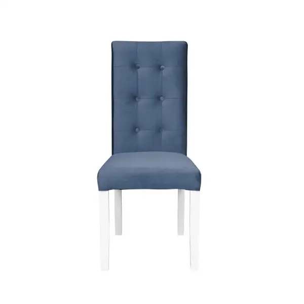 Scaun living TEO LUX, picioare lemn alb, stofa albastru deschis, 46x60x98 cm