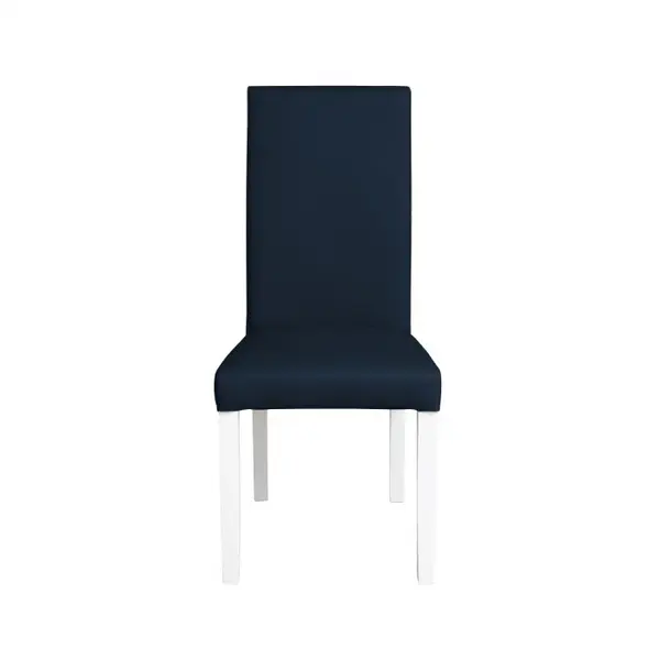 Scaun living TEO, picioare lemn alb, piele ecologica albastru, 46x60x98 cm