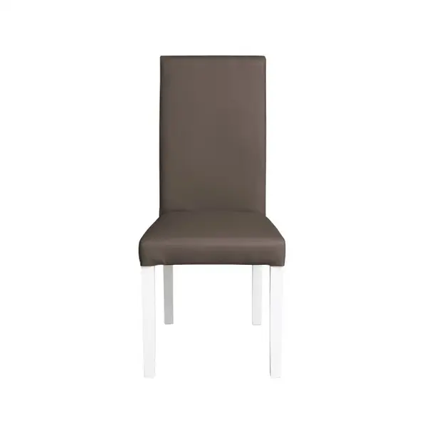 Scaun living TEO, picioare lemn alb, piele ecologica gri elefant, 46x60x98 cm