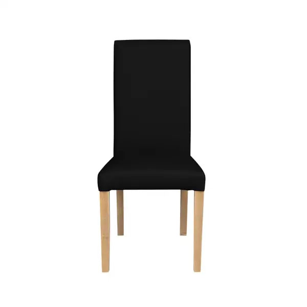 Scaun living TEO, picioare lemn natur, piele ecologica negru, 46x60x98 cm