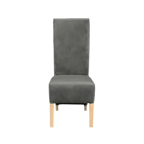 Scaun living VANESSA, picioare lemn natur, stofa gri deschis, 47x60x110 cm