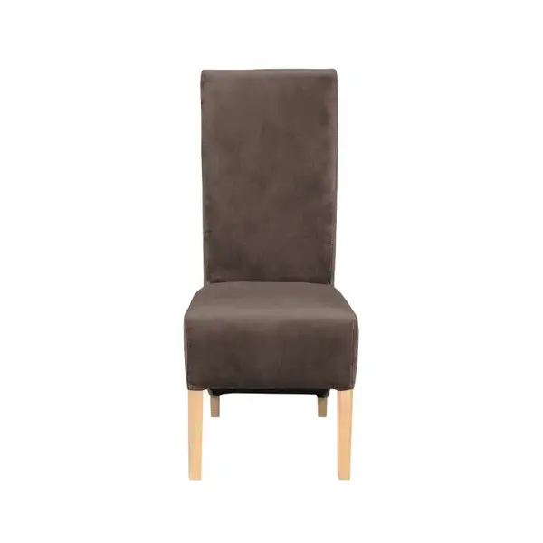Scaun living VANESSA, picioare lemn natur, stofa maro, 47x60x110 cm