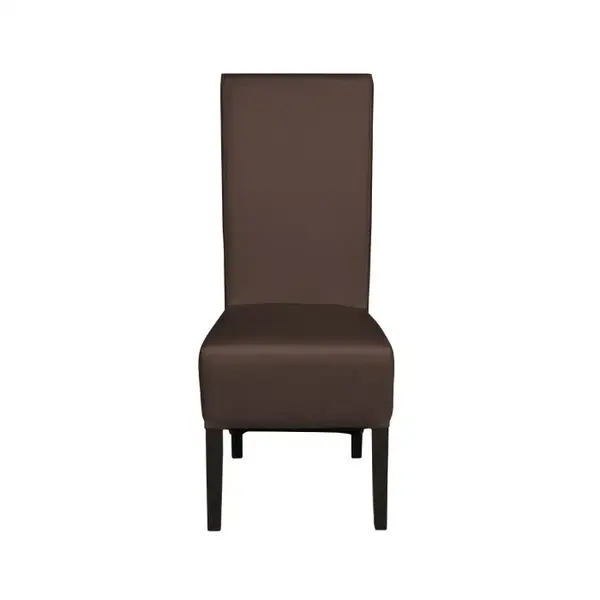 Scaun living VANESSA, picioare lemn wenge, piele ecologica maro deschis, 47x60x110 cm