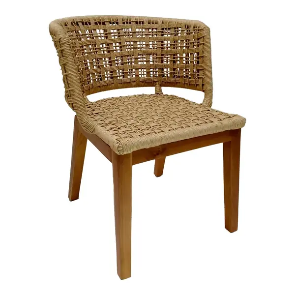 Scaun Milou pakoworld din lemn de tec si coarda pe, nuanta naturala, 59x65x73cm Scaun Milou Pakoworld din lemn de tec și coardă PE, nuanță naturală, 59x65x73 cm.