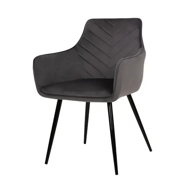 Scaun NEILE ARMS VELVET - Gri inchis