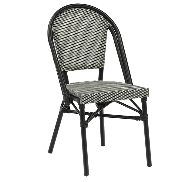 Scaun Paris aluminiu negru-textilena, Alb, 44x63x88 cm