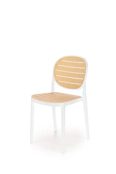 Scaun plastic K529 alb/natur