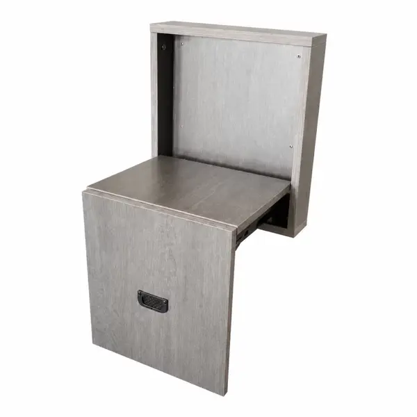 Scaun pliabil de perete din lemn pentru &icirc;ncălțăminte &ndash; MDF & oțel, design modern-maro- PRODUS RESIGILAT