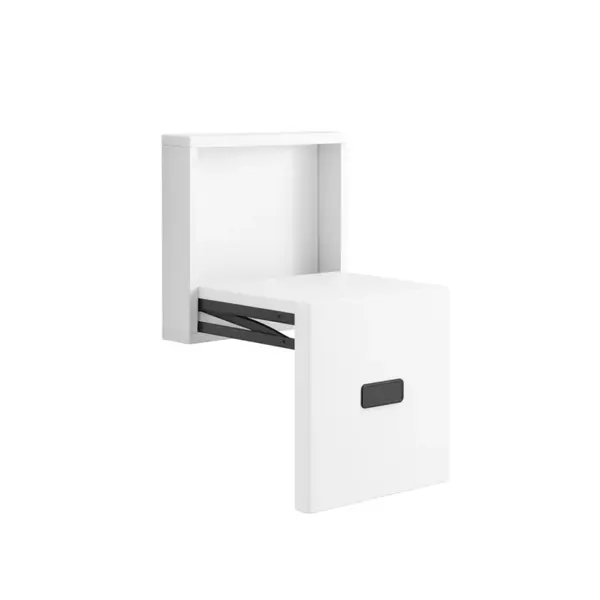 Scaun pliabil de perete din lemn pentru &icirc;ncălțăminte &ndash; MDF & oțel, design modern-alb