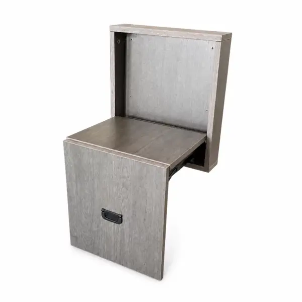 Scaun pliabil de perete din lemn pentru &icirc;ncălțăminte &ndash; MDF & oțel, design modern-maro