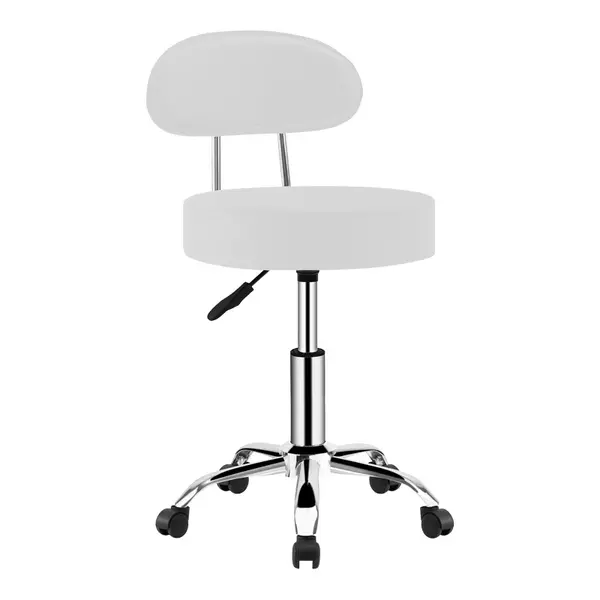 Scaun rotativ cu roti cu spatar, Tebere, Alb, 35x35x80 cm