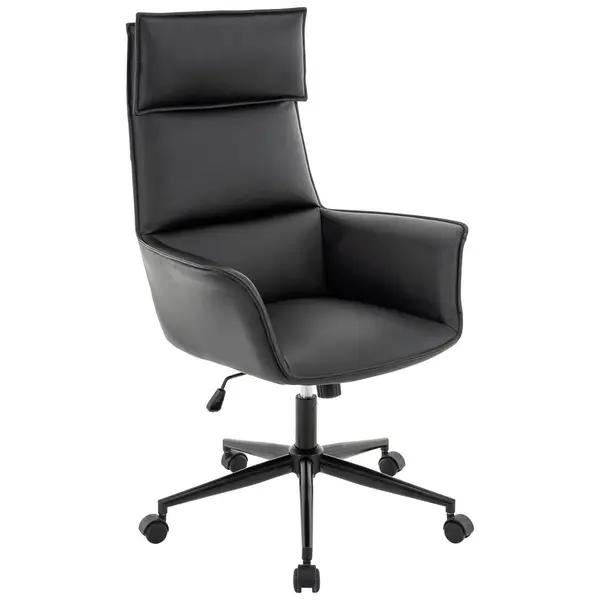 Scaun Rotativ, imitație piele, negru