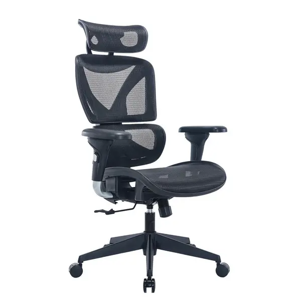 Scaun Rotativ, plasă tensionată, negru, argintiu