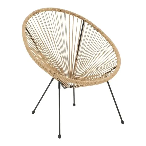 Scaun scoica de gradina, Acapulco, Negru-Natural, 68.5x74.5x84 cm