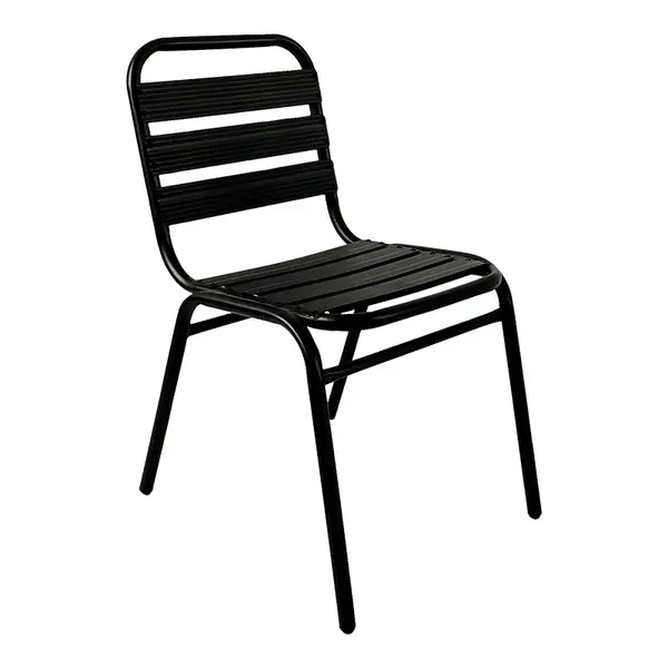 Scaun Sussie pakoworld stivuibil negru, metal cu lamele din aluminiu 45x62x76 cm Scaun Sussie pakoworld stivuibil negru, metal cu lamele din aluminiu 45x62x76 cm
