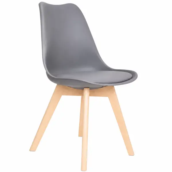 Scaun Sydney din piele ecologica grey, picioare din lemn - dimensiuni 48x50x82 cm
