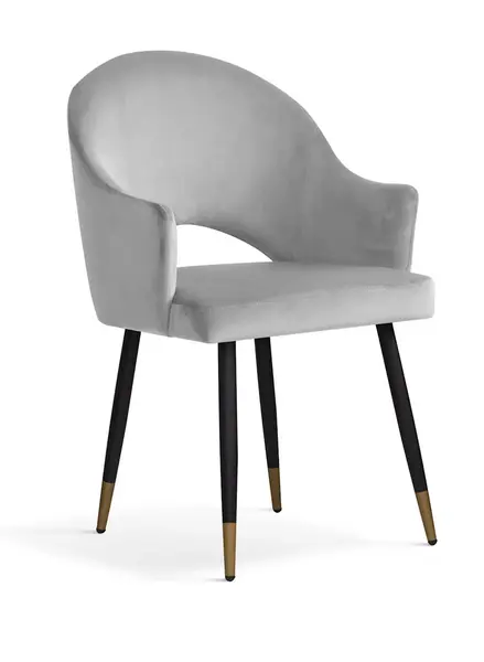 Scaun tapitat cu catifea – picioare metalice Goda Silver BL03 / Black / Gold – l54xA58xH87 cm