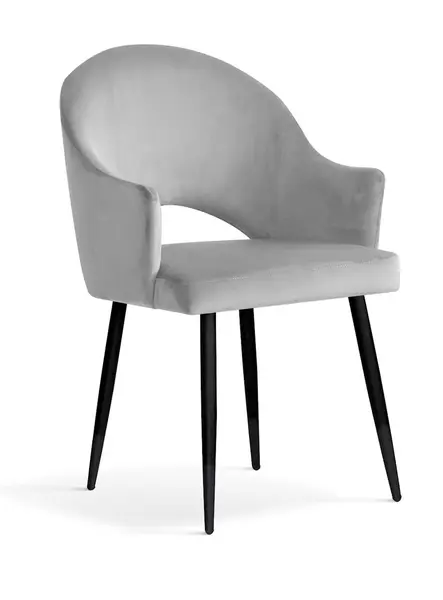 Scaun tapitat cu catifea-picioare metalice Goda Silver BL03/Black-l54xA58xH87cm