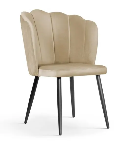 Scaun tapitat Hilton bej picioare negru - H88 cm