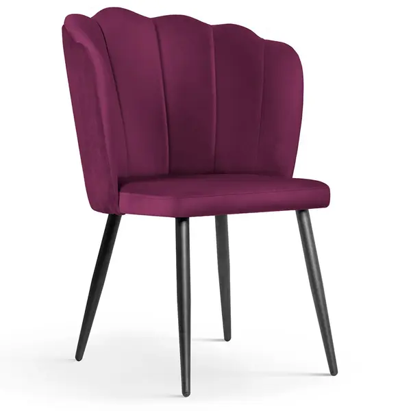 Scaun tapitat Hilton burgundy picioare negru - H88 cm