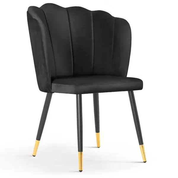 Scaun tapitat Hilton negru picioare negru/gold - H88 cm