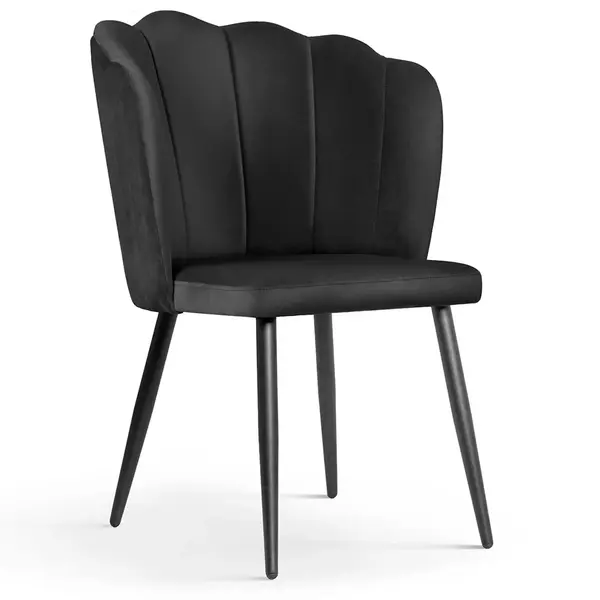 Scaun tapitat Hilton negru picioare negru - H88 cm