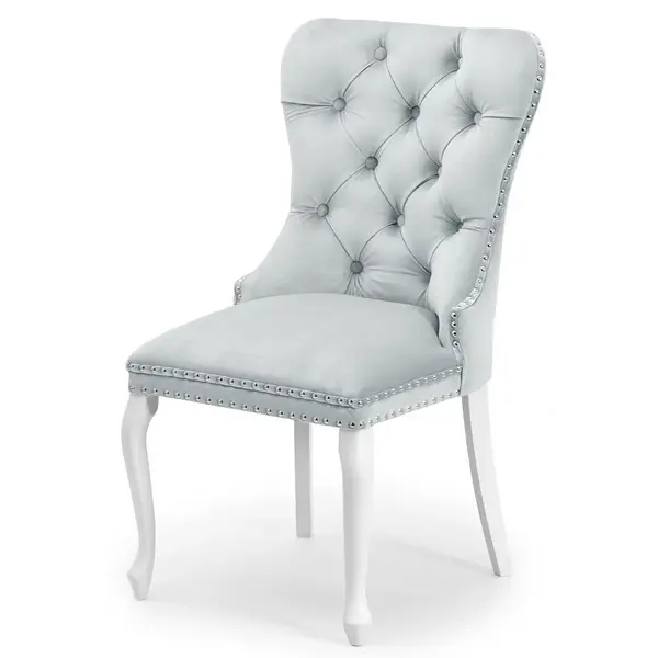 Scaun tapitat Madame Charlotte gri deschis/alb