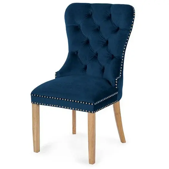 Scaun tapitat Madame II Gold stejar-albastru - H 101 cm
